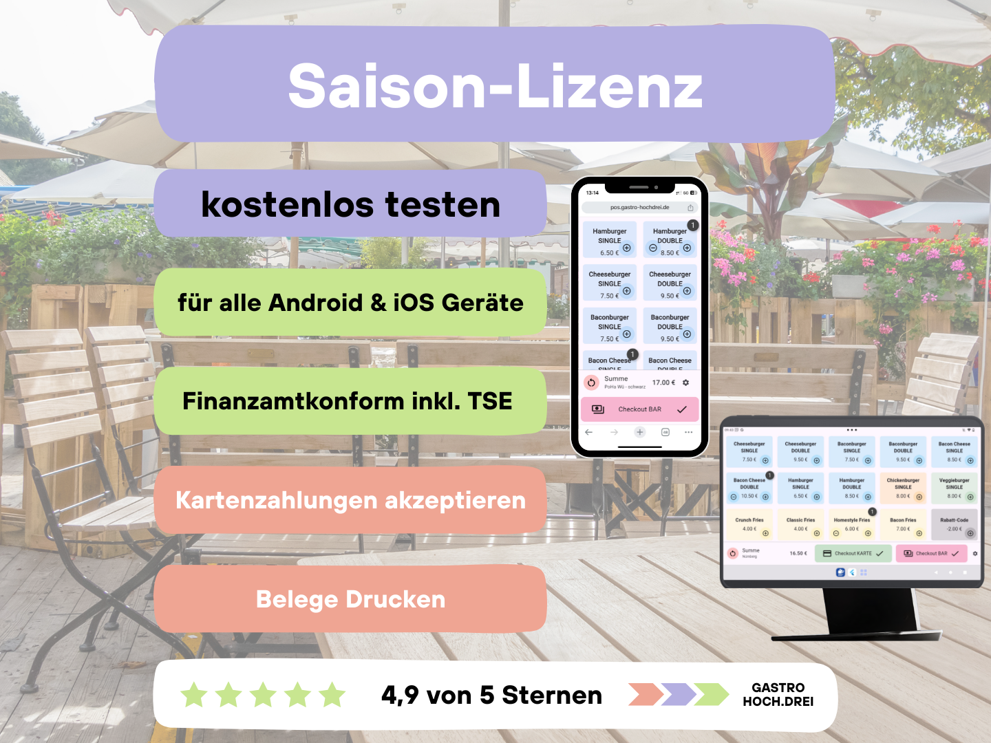 🛠️ Gastro hoch.drei POS – Saison-Lizenz (6 Monate)